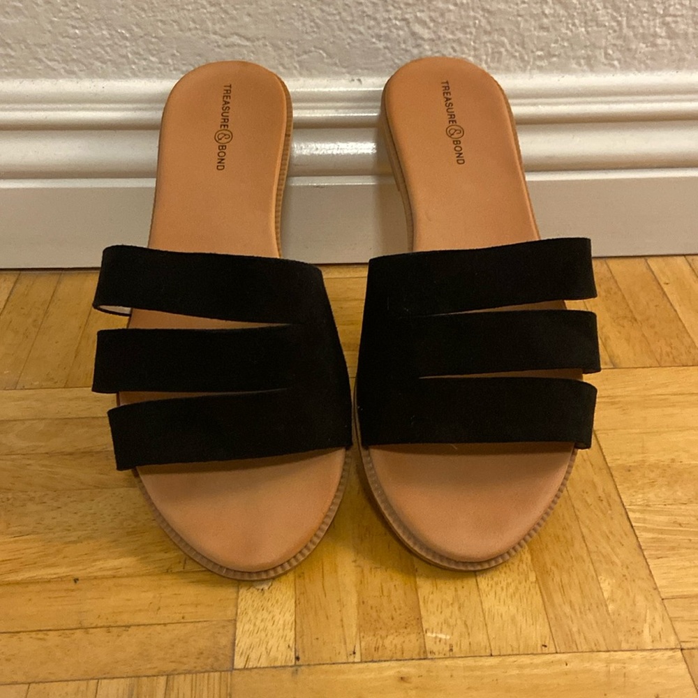 Treasure & Bond Black Suede Slide Sandals 7.5M
